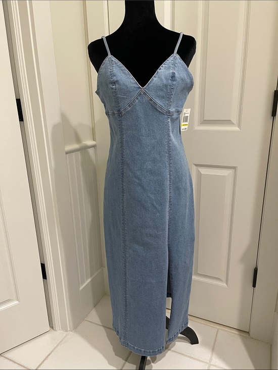 Habitual Dresses & Skirts - Habitual Light Blue Denim Slip Midi Dress with Front Slit Size M NWT
